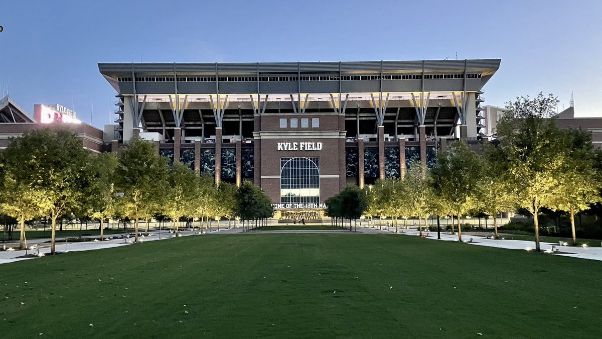 rcb05's tweet photo. I know some people questioned renovating Spence Park (now Aggie Park), but this vantage point alone shows what a glow up this is. Can’t wait to see this view on @CollegeGameday. https://t.co/r19RBaJr1B