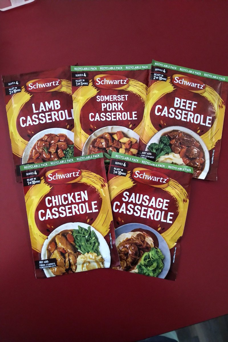 Who loves a good casserole....we certainly do and these Schwartz packets are the easiest thing going to make one. Add meat, throw in some veg and water and presto you have a one pot supper! All available in our Whitby shop and online thru our website siimplybritishfoods.com