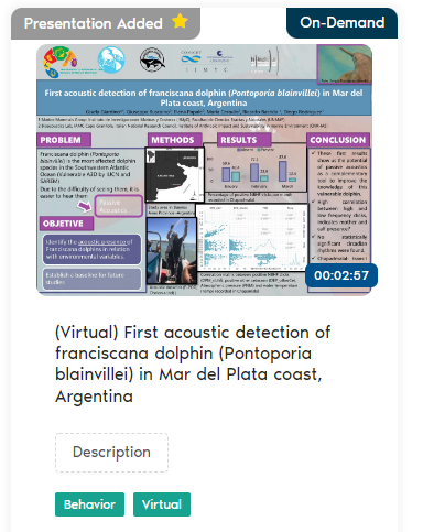 Dra Gisela Giardino (@travesiasdelobo) on Twitter photo If you wanna know more about our acoustic detection of #Franciscana #Dolphins in an area free of fishing effort #Chapadmalal see on demand our poster at <a href="/marinemammalogy/">Marine Mammalogy</a> I am happy to answer your questions! <a href="/BECMM_UNMdP/">Mamíferos Marinos UNMdP</a> <a href="/Conicetmdp/">CONICET Mar Del Plata</a> <a href="/fceyn_unmdp/">FCEyN - UNMdP</a> Gracias colaboradores <a href="/ugamdp/">Unión de Guardavidas Agremiados</a> If you wanna know more about our acoustic detection of #Franciscana #Dolphins in an area free of fishing effort #Chapadmalal see on demand our poster at <a href="/marinemammalogy/">Marine Mammalogy</a> I am happy to answer your questions! <a href="/BECMM_UNMdP/">Mamíferos Marinos UNMdP</a> <a href="/Conicetmdp/">CONICET Mar Del Plata</a> <a href="/fceyn_unmdp/">FCEyN - UNMdP</a> Gracias colaboradores <a href="/ugamdp/">Unión de Guardavidas Agremiados</a>
