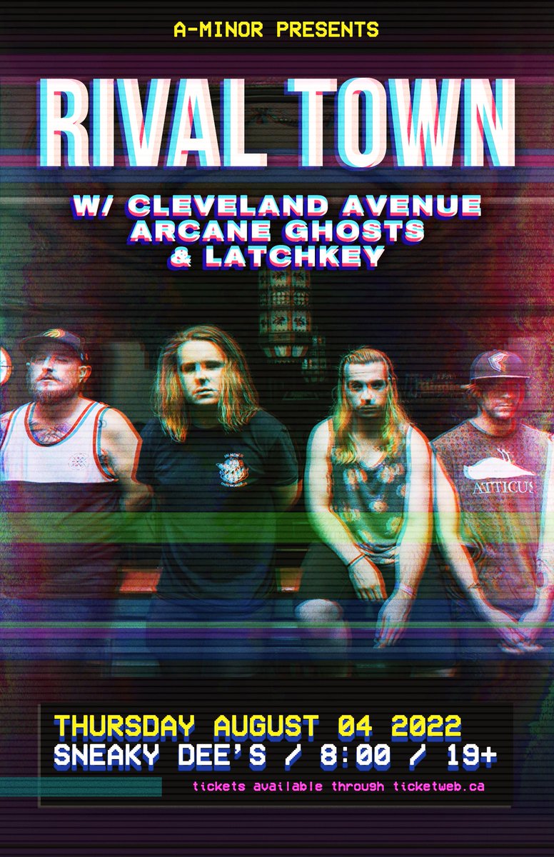 TONIGHT: Don't miss <a href="/rivaltown/">Rival Town</a> w/ <a href="/clevelandaveil/">Cleveland Avenue</a>, <a href="/ArcaneGhosts/">Arcane Ghosts</a> &amp; <a href="/Latchkeyca/">Latchkey</a> at Sneaky Dee's - Doors at 8pm! Tickets available at: bit.ly/3belA23 and at the door.