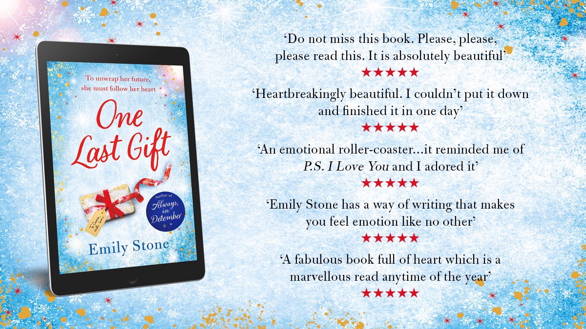 Williams13Anne's tweet photo. Congratulations to @EmStoneWrites - #OneLastGift publishes TODAY in ebook and audio. I loved #AlwaysinDecember, and really looking forward to this one - planning to review when the paperback is published on 13th October, frustrated I can't get to it any sooner! @headlinepg https://t.co/ZhK2JFJ4K7