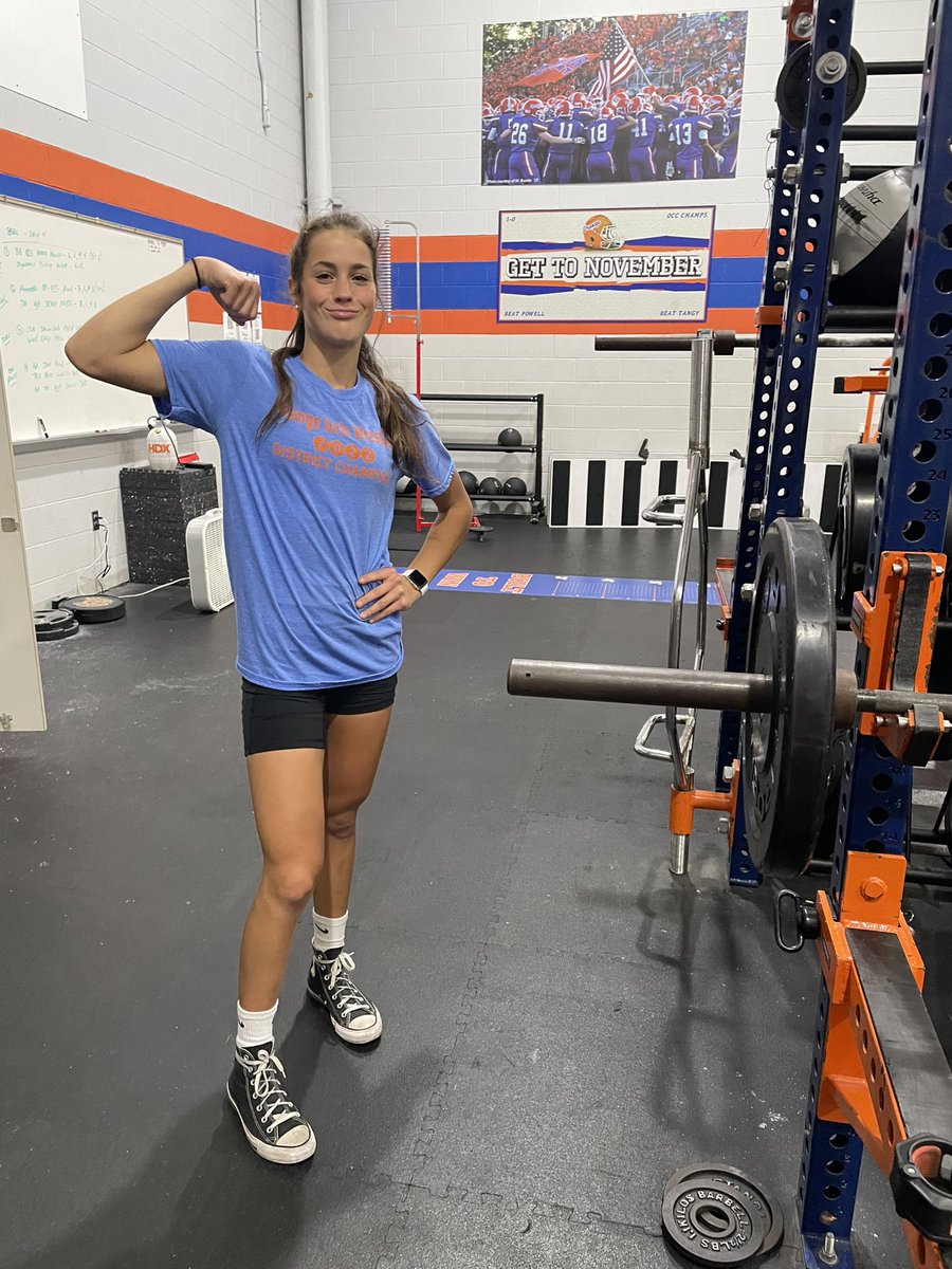12 girls getting after it in the weight room including 2x state qualifier Josie Nickoloff with her body weight PR on bench press. #JoJo #FightForOhio