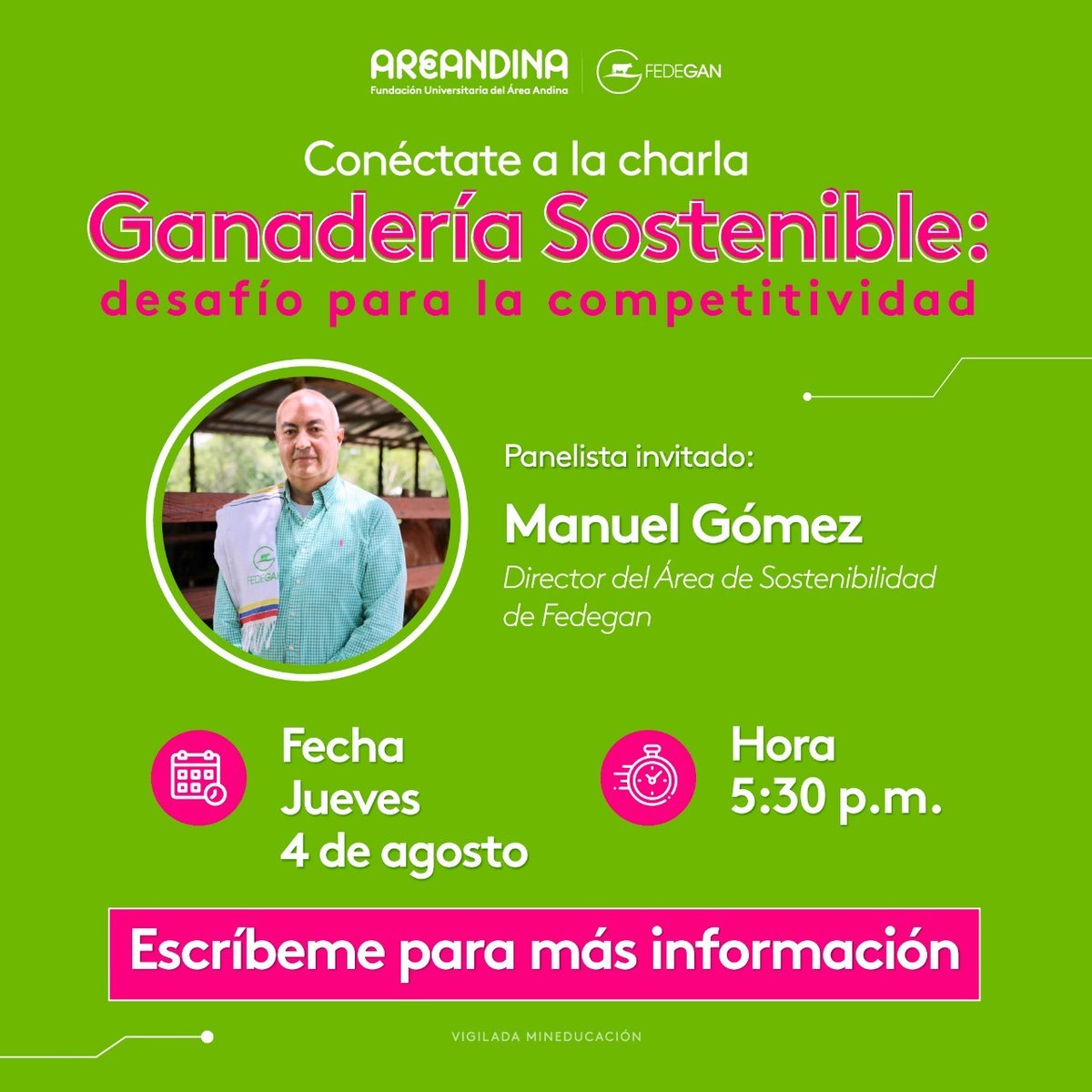 emorabe's tweet photo. Participa en el conversatorio: "GANADERÍA SOSTENIBLE: DESAFÍO PARA LA COMPETITIVIDAD"
Fecha: Jueves, 4 de agosto
Hora: 5y30pm
Link de Conexión:  https://t.co/Hbicu2tjVM
AREANDINA https://t.co/48UqUj98TS