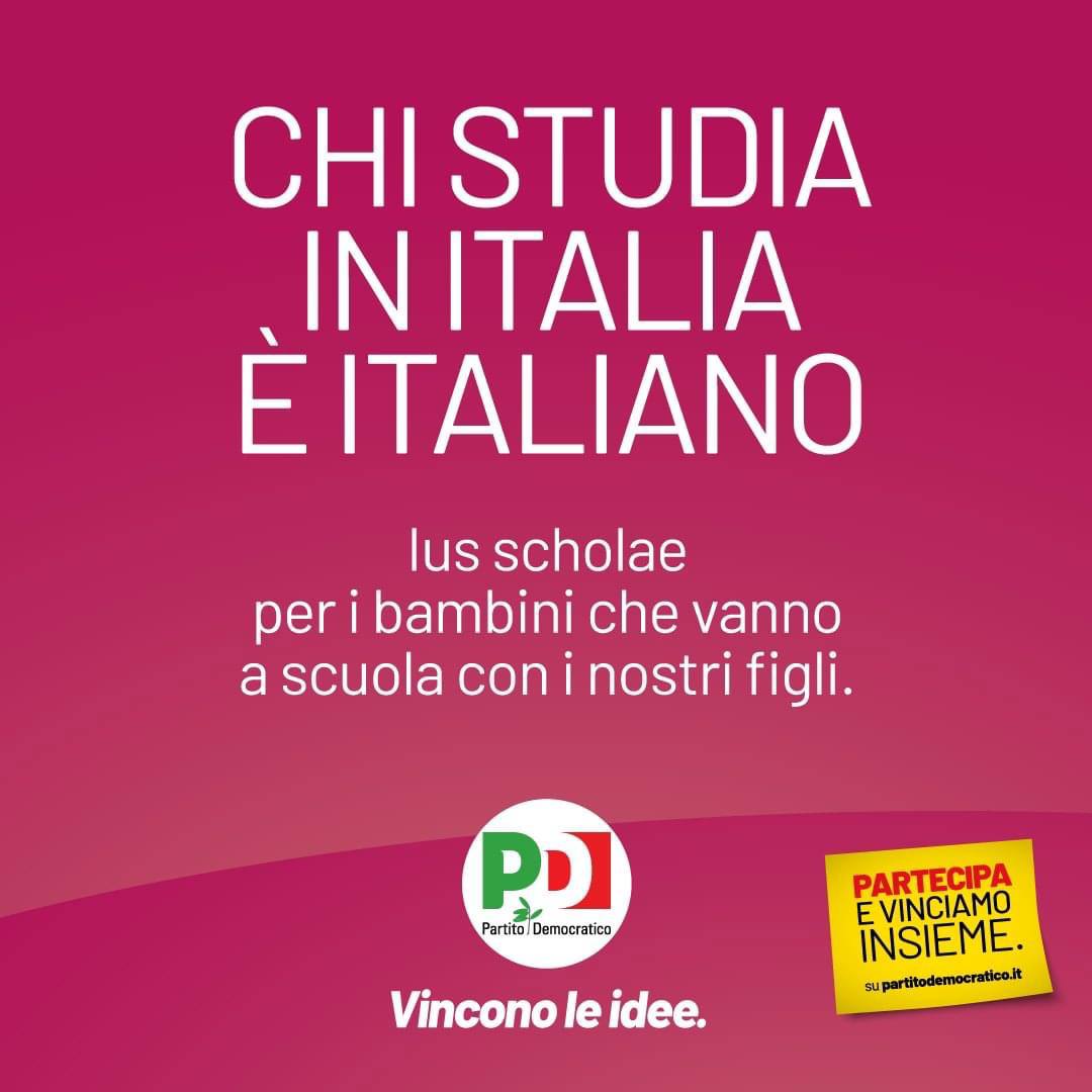 Gddelgolfo's tweet photo. In Italia ci sono oltre un milione di minori stranieri.
Sono senza cittadinanza, anche se frequentano le scuole, parlano italiano e vivono qui da sempre.

Con il Partito Democratico il 25 settembre #vinconoleidee, vince l’Italia. https://t.co/eXXsvQHrfB