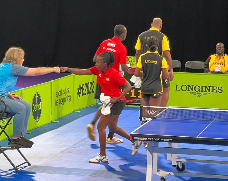 kbamanone's tweet photo. Team Captain Derek ABREFA and Cynthia KWABI have just beaten gritty Jamaica 3-1 in the mixed doubles event.

The victory means they  advance to the next stage of the TT competition at @birminghamcg22 2022. https://t.co/nCuYxYwNc7