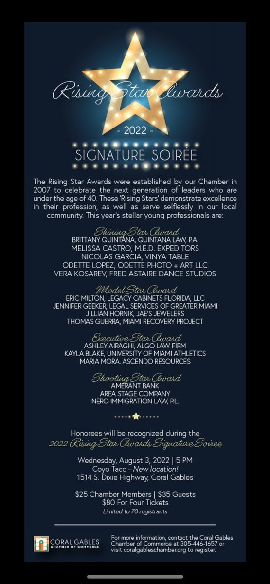 Congratulations to Thomas Guerra, Executive Director at Miami Recovery Project, a Thriving Mind contracted provider, who was awarded a Rising Star recognition this week by the Coral Gables Chamber of Commerce.
