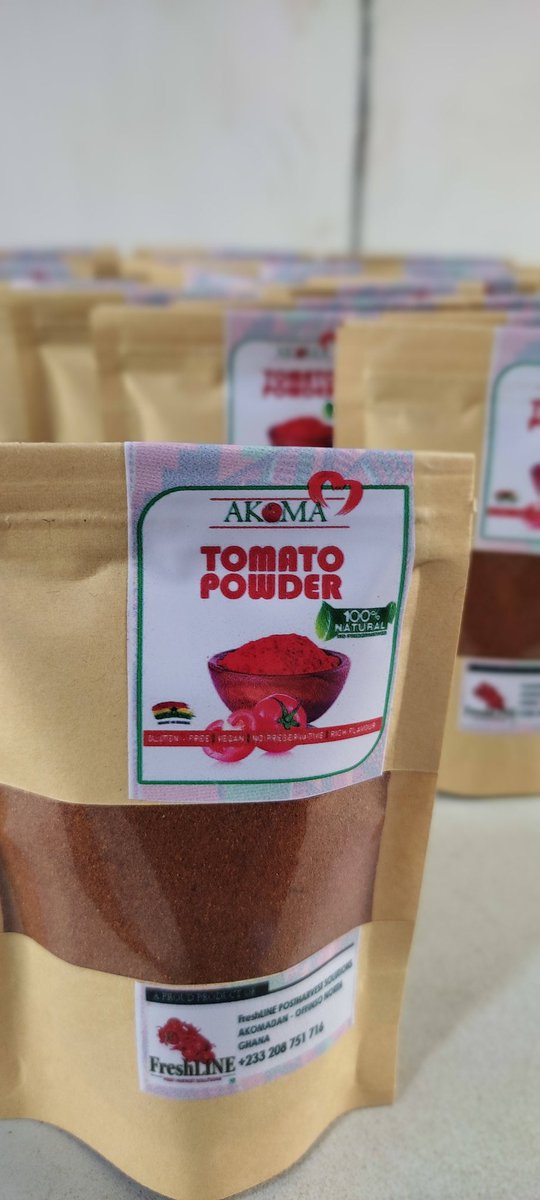 freshlinephsltd's tweet photo. Aside being very healthy, it requires very few equipment to make. 
This is the answer to #postharvestlosses of tomatoes  and a healthy eating option for consumers
#AkomaTomatoPowder
#climateAction
#HealthyFood https://t.co/U6TYN203x7