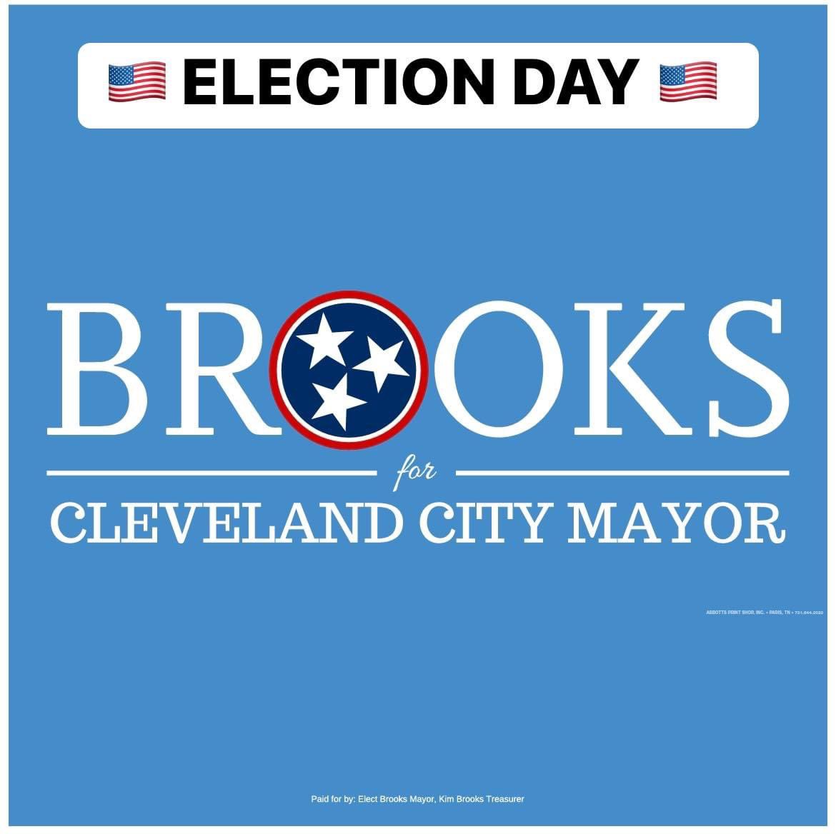 MayorKBrooks's tweet photo. Today is Election Day in Cleveland and Bradley County. 🇺🇸 

Please exercise your right to Vote! Thank you for your vote and allowing us to continue to serve our City! https://t.co/fQoaSjs9ci