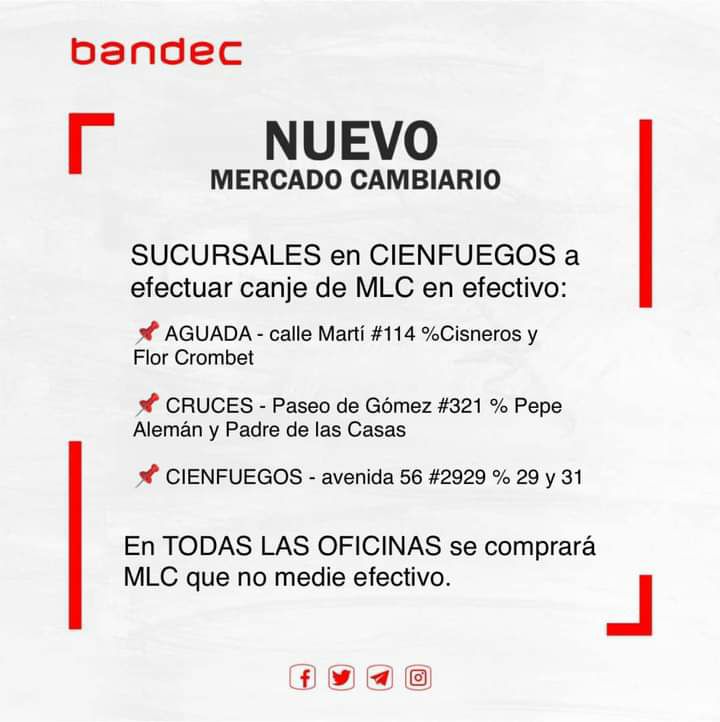 Port3Network___'s tweet photo. En el caso de Bandec, en Las Tunas, los canjes se realizarán en las sucursales 6441, de la capital provincial (Avenida 30 de Noviembre s/n. entre Francisco Varona y Ave. 2 de Diciembre), y 6561, del municipio Amancio. https://t.co/zfk8swFUGA