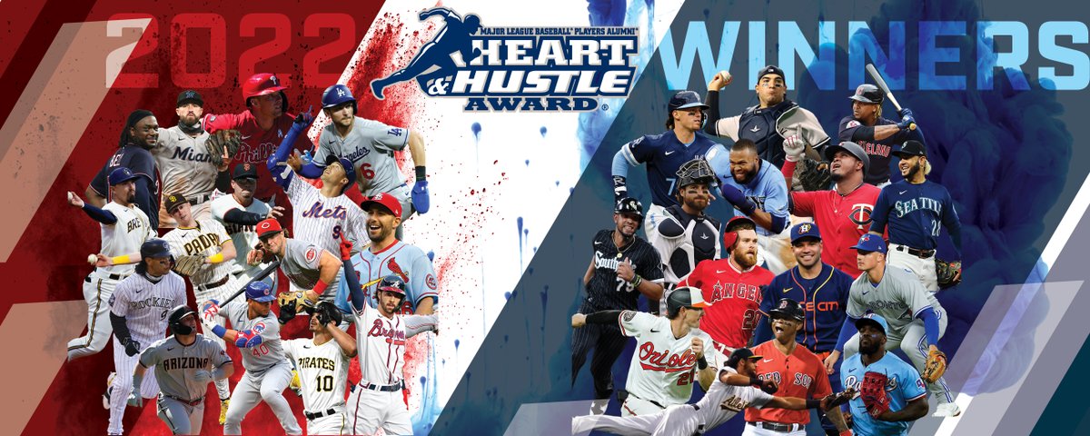 MLBPAA's tweet photo. We are proud to introduce our 2022 #HeartandHustle Award winners. ✨

📰:https://t.co/VaRPms1Ugl https://t.co/cnPUkKFMgf