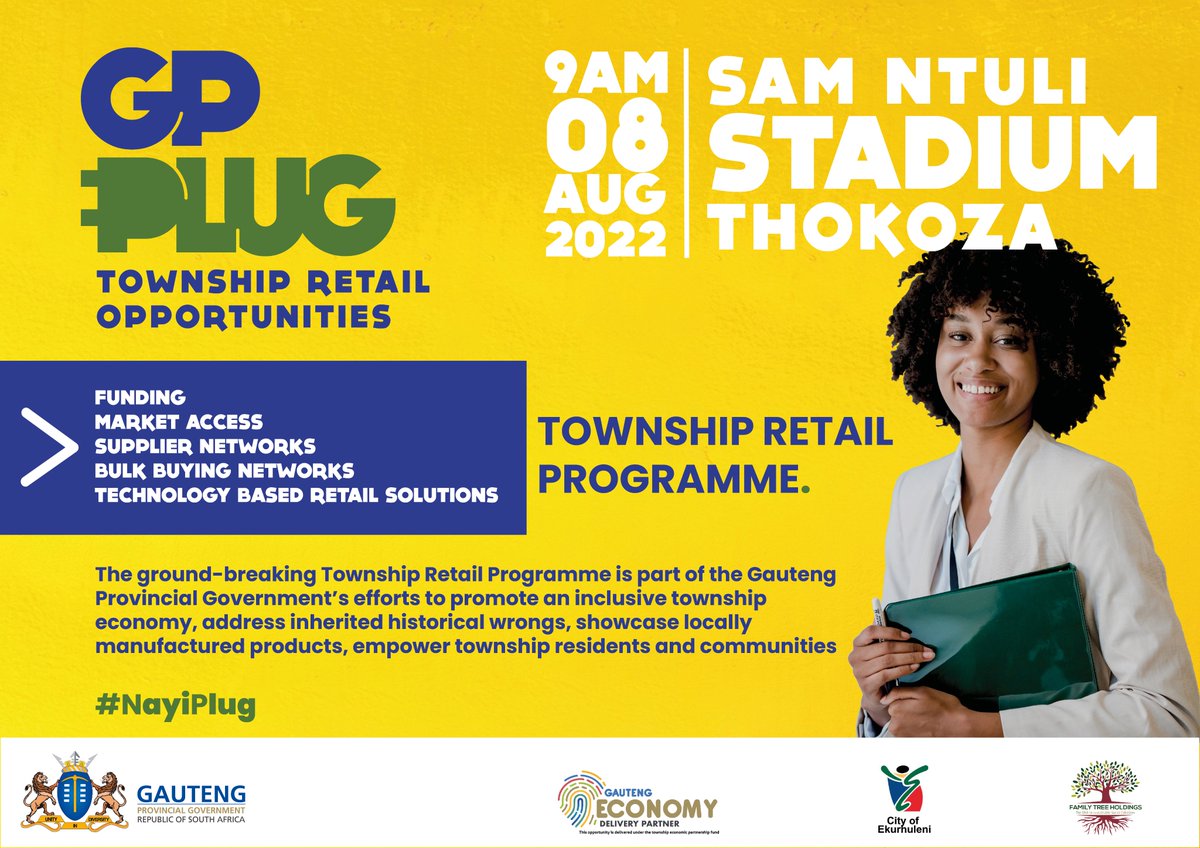 GautengDED's tweet photo. The ground-breaking #GPTownshipRetail Programme is part of @GautengProvince efforts to promote an inclusive township economy, address inherited historical wrongs, showcase locally manufactured products, &amp; empower township residents and communities.
#NayiPlug #YearOfImplementation https://t.co/WFCxGQdguO