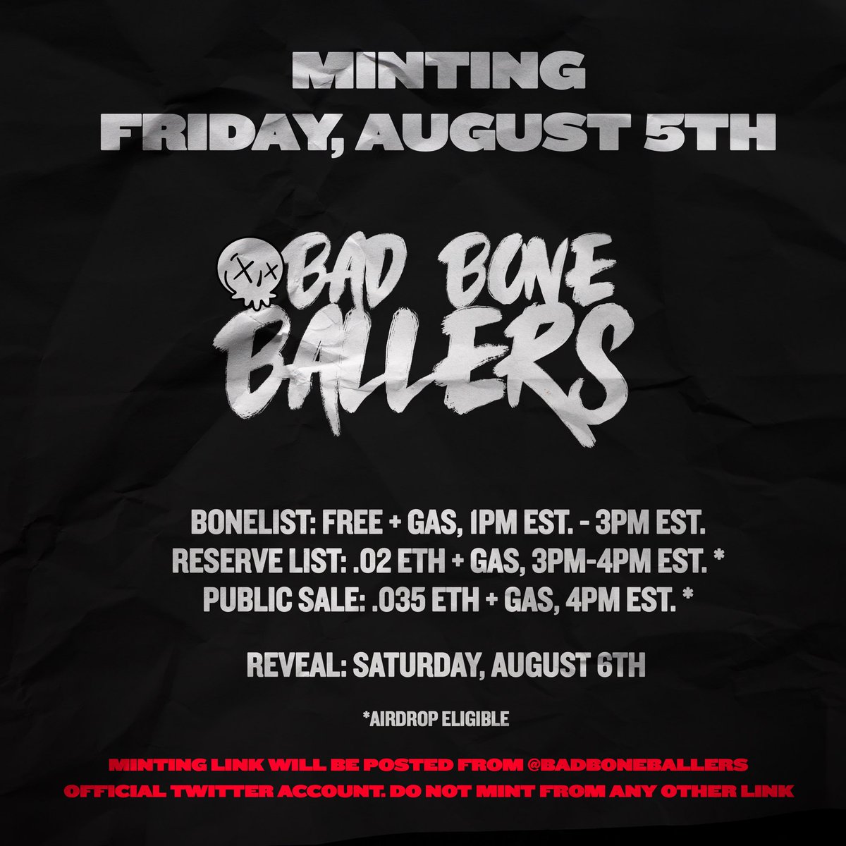 badboneballers's tweet photo. We will post the link on twitter for minting tomorrow at 12:50pm est. https://t.co/vlY62q3oFH