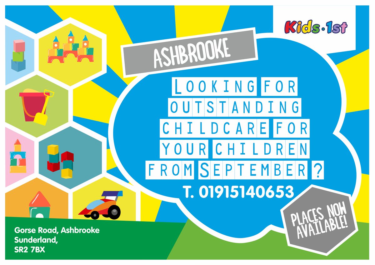 Kids_1st's tweet photo. Are you or is anyone you know looking for childcare from September 2022? We have places available at Kids 1st Ashbrooke for children ages 0-5.
Enquire today to find out more.  More information here: https://t.co/KpZHlOcNoJ
#childcareplacement #childcareuk #ashbrookechildcare https://t.co/qvzUwomgYX