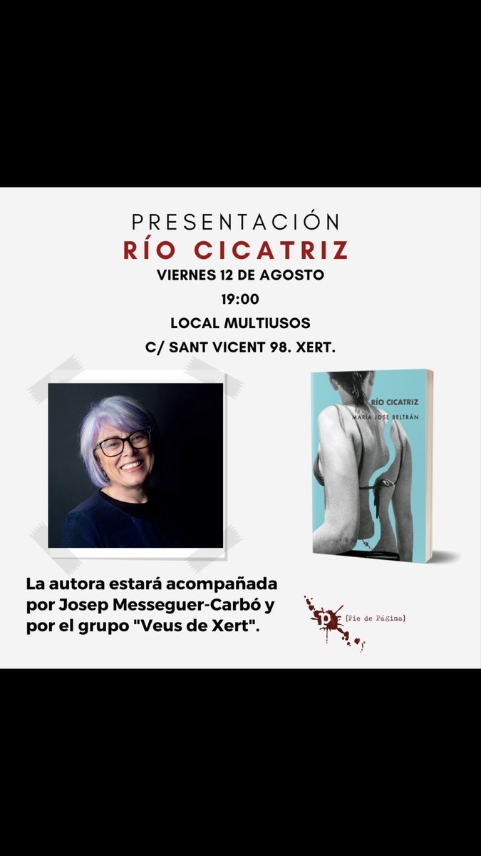 mjbeltran96's tweet photo. Para esto ya falta muy poco. ¡A tope de ilusión y junto a muchos queridos y queridas que me acompañarán (entrevista, lectura de textos, maravillosas canciones)! ❤🌿😍
#acfaxert
#riocicatriz
#xert
#mariajosebeltran
#piedepagina
#veusdexert https://t.co/0d8wb7d2oi
