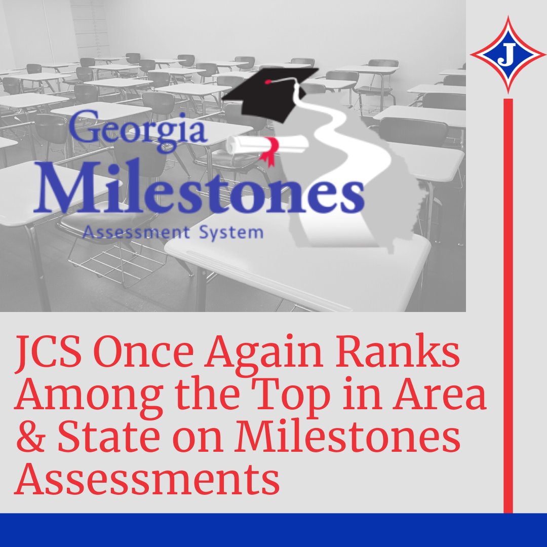 The <a href="/georgiadeptofed/">Georgia Department of Education</a> has released the 2021-22 Milestones End of Grade and End of Course assessment results. JCS had an average well above that of the state of Georgia on all EOG and EOC assessments, ranking as the #1 school system in <a href="/negaresa/">NEGA RESA</a> in 10 out of 19 content assessments.