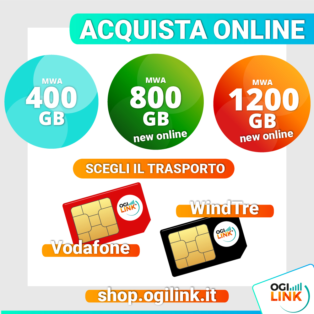 OGILink's tweet image. NEW ONLINE 
👉🏼 400GB / privati e business - rete Vodafone e rete WindTre.
👉🏼 800GB / ✅ NEW ✅ privati e business - rete Vodafone e rete WindTre.
👉🏼 1200GB / ✅ NEW ✅ privati e business - rete Vodafone e rete WindTre.

Scopri online ▶️ shop.ogilink.it/?Prod=MWA