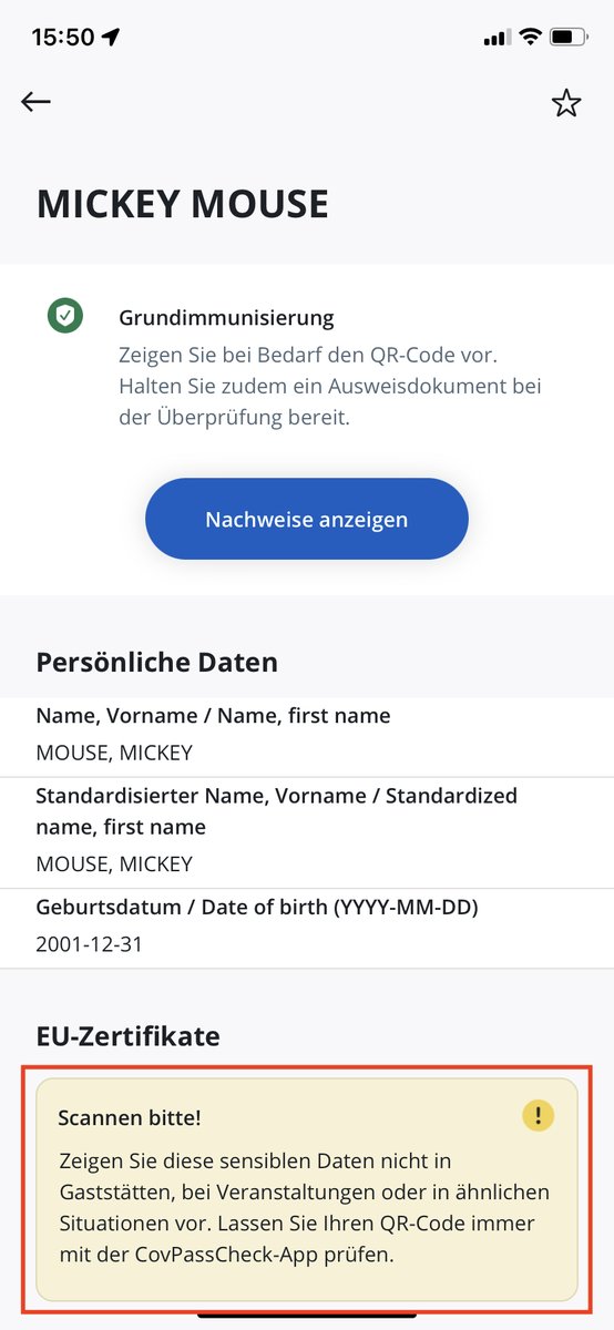 EinTim2's tweet photo. @m33x @coronawarnapp Ich verstehe leider nicht, was genau du willst. Das Ziel muss sein, die Leute dazu zu kriegen, mit der #CovPassCheck-App den QR-Code zu scannen. Da finde ich das was die #CWA & #CovPass macht, besser als das von Apple. https://t.co/gqFRWMNxyI