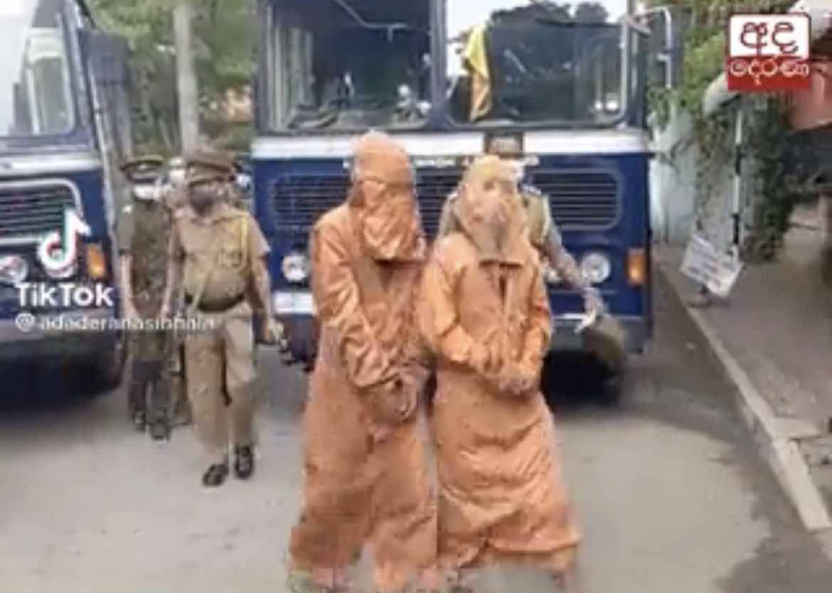 Is there any Legal purpose to put this kind of attire for a detainee? 

This was Pathum Kerner Today at the court! 

<a href="/saliyapieris/">Saliya Pieris</a> <a href="/ambikasat/">Ambika Satkunanathan</a> 

#SrilankaProtests