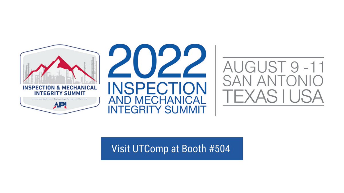 UTComp's tweet photo. The countdown is on for the #APIInspectionSummit! Our CTO Geoff Clarkson, inventor of the UltraAnalytix #inspection system for #FRP composites, presents Aug. 9 on "Objective Fitness for Service Evaluation of Polymeric Equipment."
DETAILS: https://t.co/u8F7GLhrYT
#ndt https://t.co/xndYV9m2Ok