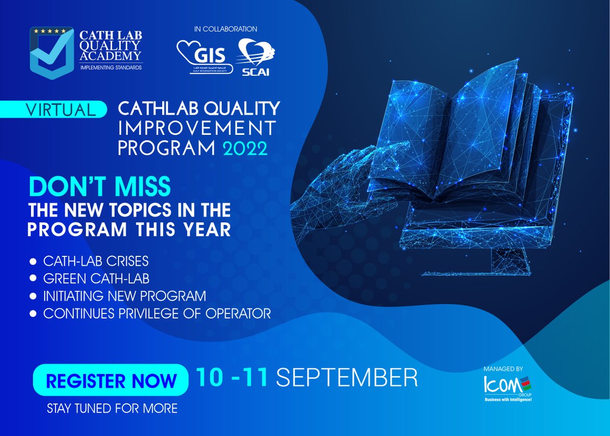 GisGulf's tweet photo. Donโt miss attending Cath-Lab Quality Improvement Program
This Year we have 4 New Topics Added to the program, Stay Tuned for more!
Register Now: https://t.co/UGvUJrVziR
#GIS #cathlab #cathlabteam #cathlabtech #cathlabnurse #nurses #physician #cathlabstaff #cathLabs https://t.co/ejemjciMFG