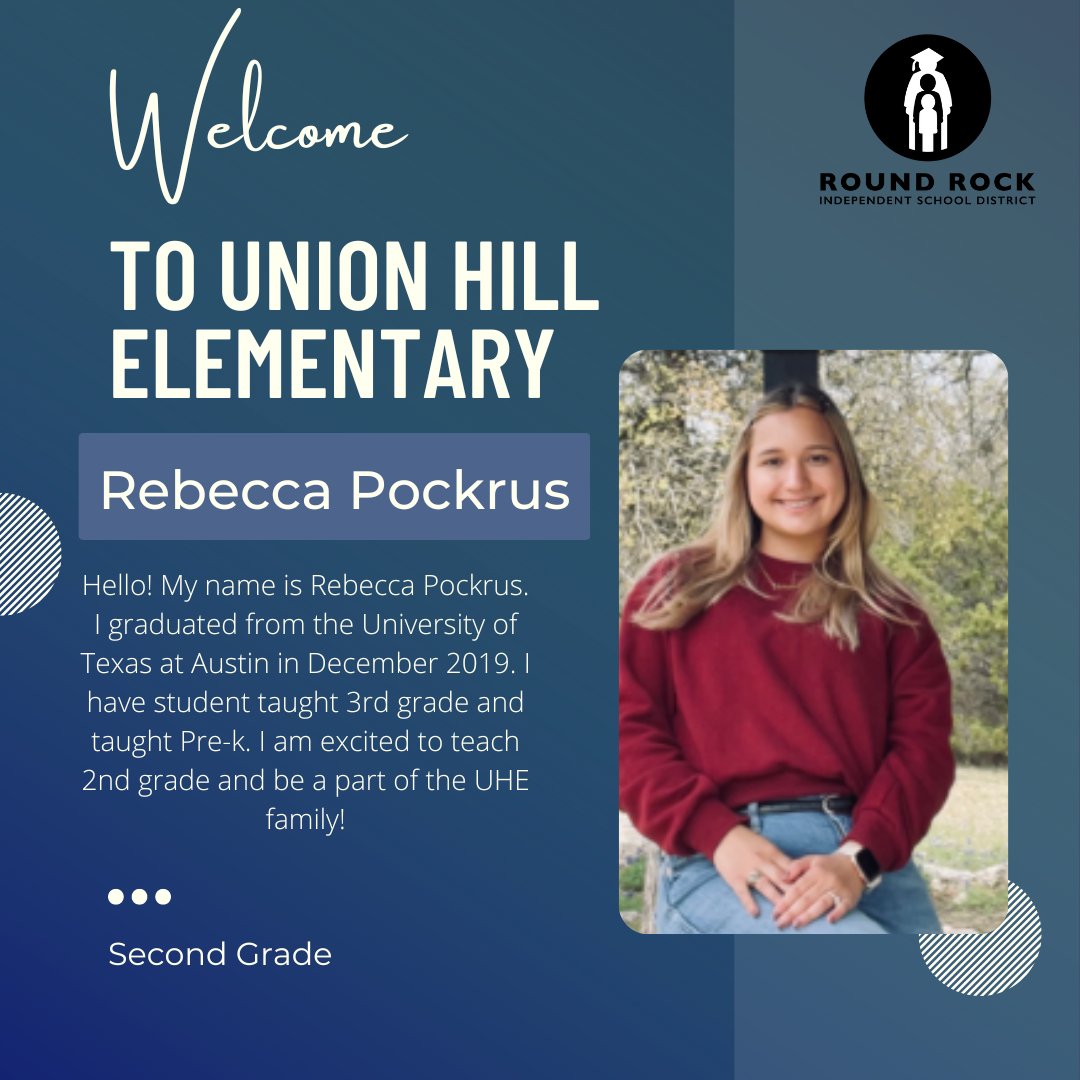 UnionHillRRISD's tweet photo. Please join @UnionHillRRISD in welcoming Rebecca Pockrus to our Wolf Community! We are so excited to have you join our team! 
@johannad2004 https://t.co/pXn28WRWwd