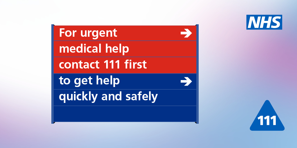 It's important to remember that A&amp;E is for serious or life-threatening situations.

If you need urgent care, contact 111 first. They will help you right away and if you need it, they’ll book you in to be seen quickly and safely. Call 111 or visit 111.nhs.uk 📲