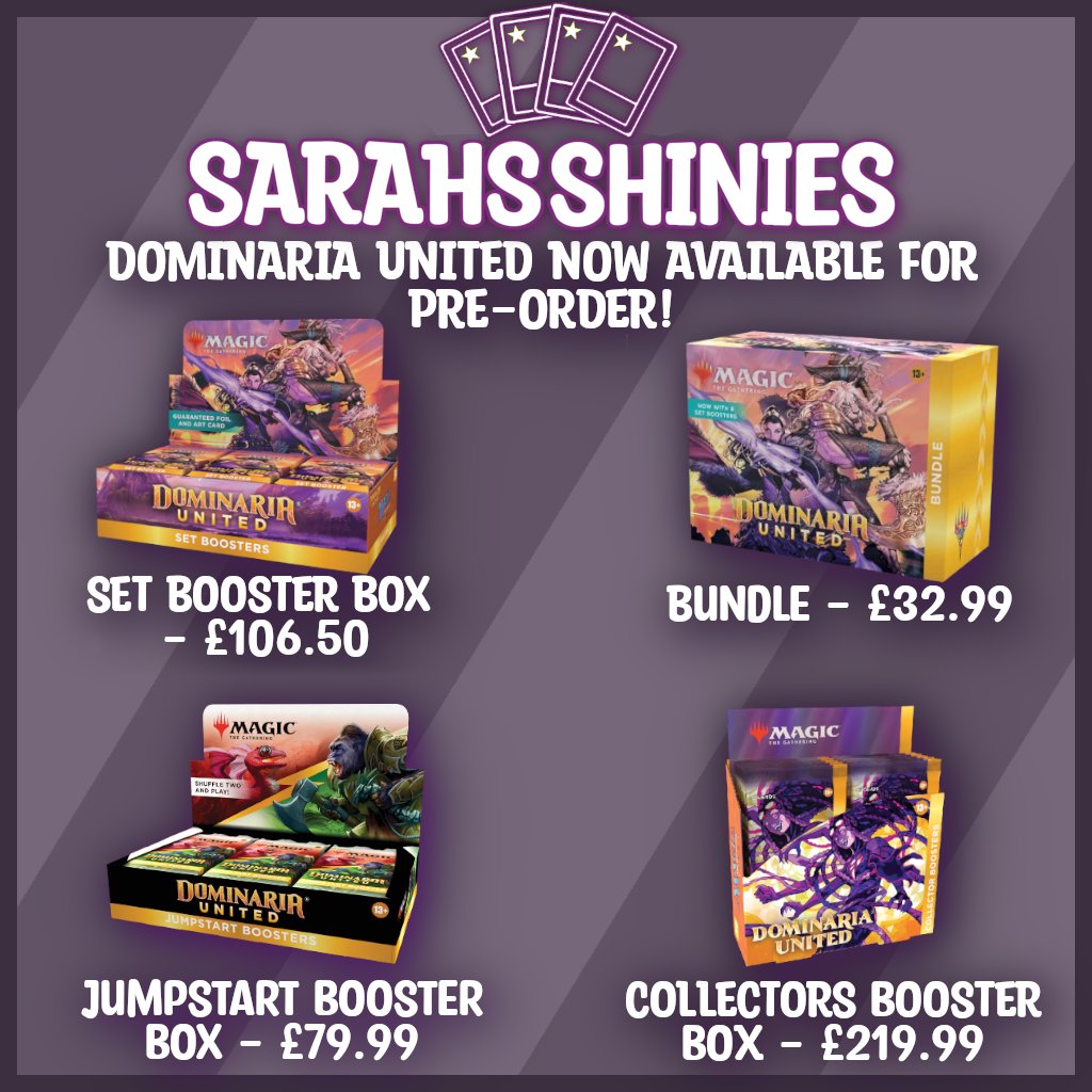Squiggllez's tweet photo. Dominaria United pre-orders are up now on https://t.co/ZZWGd7wwM3 pre order now at these GREAT prices!
@BlazedRTs #mtg #MagicTheGathering #dominaria #dominariaunited #mtgtcg #tradingcardgames #tradingcardshop #mtguk #magicuk #magic #MagicTheGatheringuk #uk #tcg #Pokemon #lgs https://t.co/Awwe5I2IIX
