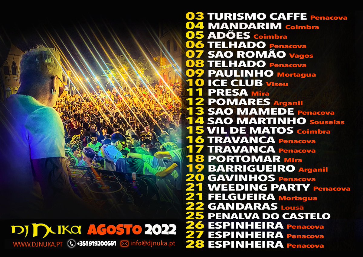 Lets goooooo 💥 DJ NUKA 
👉 Agosto 2022 💥
👉 djnuka.pt 💥