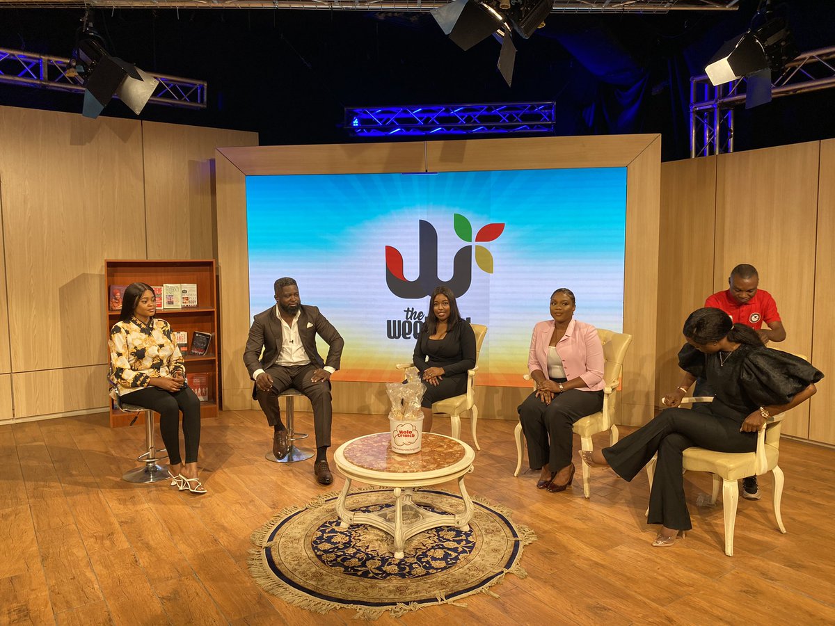 leora_ng's tweet photo. https://t.co/f6Lp7WwbSb

Leora was invited to speak about Art as a Career and the influence of art in modern-day Nigeria at @OfficialAITlive on the Weekend Show. It was a pleasure speaking alongside @EUtchaylo @JacquiSuowari 
🎥 @elodebs @andymadaki 

 #leoranigeria https://t.co/W2bSU8Semr
