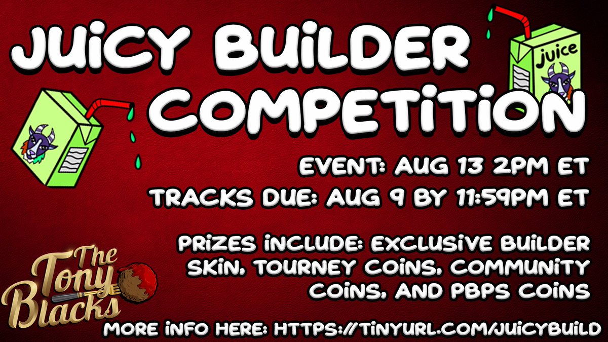 Do you think you have what it takes to build the juiciest map? Want a chance to win an exclusive MOS Builder Skin, Tourney Coins, Community Coins &amp; More? Click This link to sign up and get more info: tinyurl.com/JuicyBuild
#MarblesOnStream
#JuiceMe