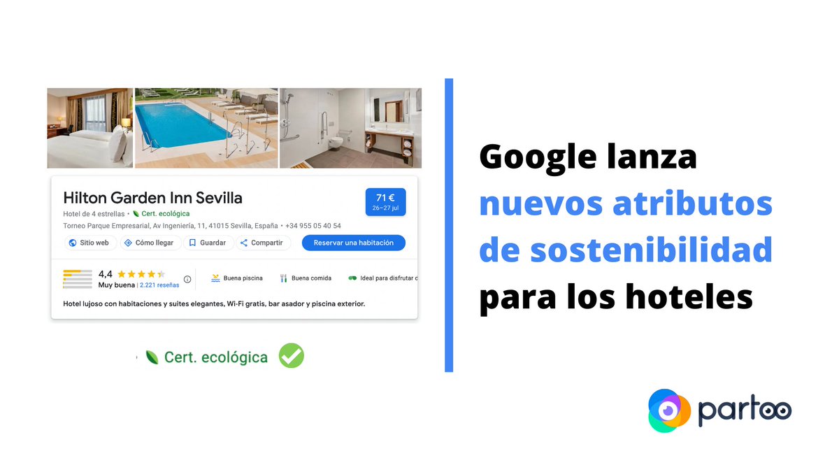 Partoo_ES's tweet photo. En respuesta a la crisis climática 🌎, Google ha lanzado una serie de nuevos #atributos de #sostenibilidad 🌱 en las fichas de Perfil de Empresa de Google de los #hoteles 🏨 para ayudarles a destacar sus iniciativas 💪🏼

Descubre más en nuestro blog 👉 https://t.co/Uk8kkDJcm8 https://t.co/lF1qc8nLNc