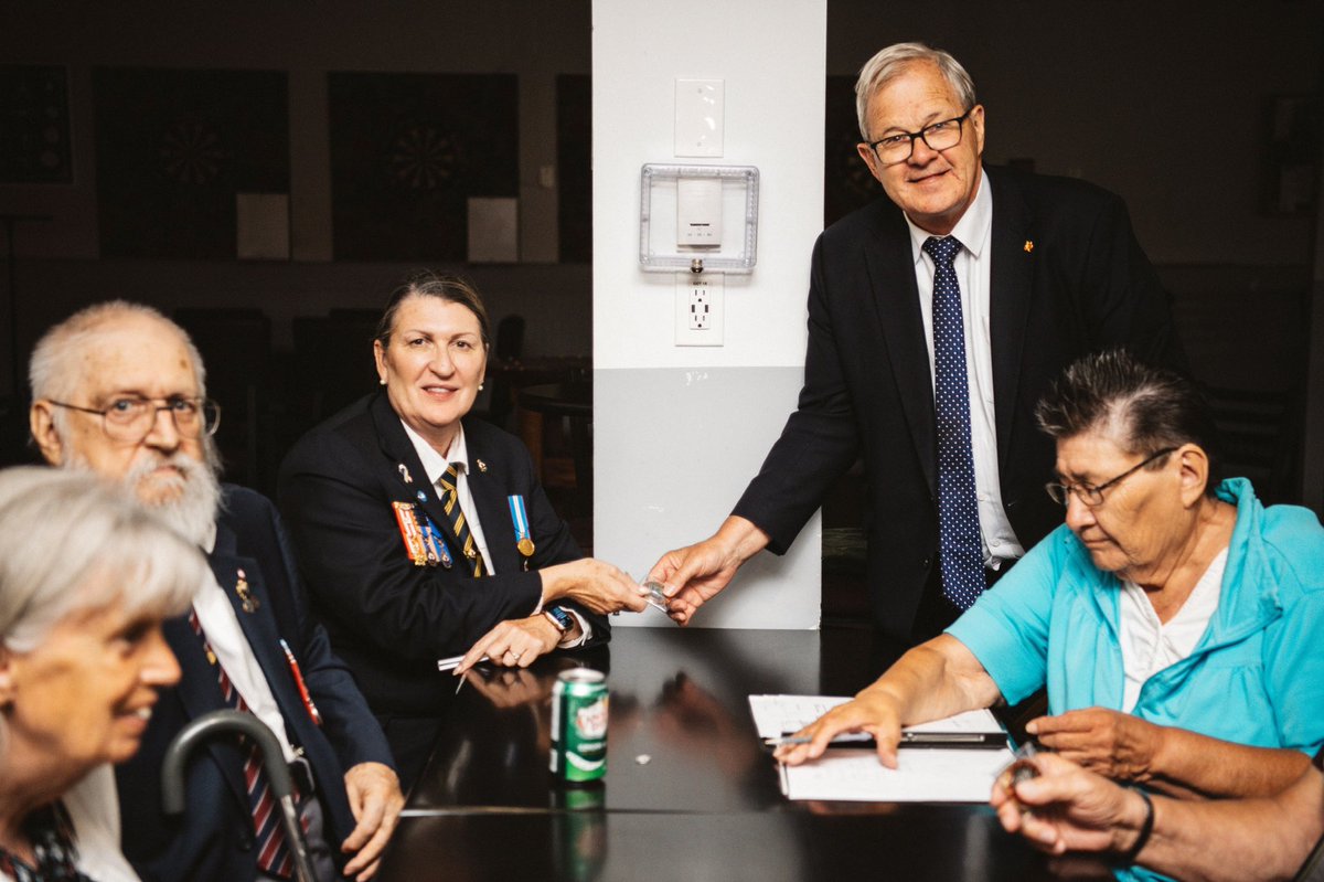 L_MacAulay's tweet image. Yesterday, MP @MMcLeodNWT and I visited Royal Canadian Legion Branch #164 to chat with their members about the issues facing them and their families. We also took some time to lay a wreath with them at the Vincent Massey Legion 164 Memorial.