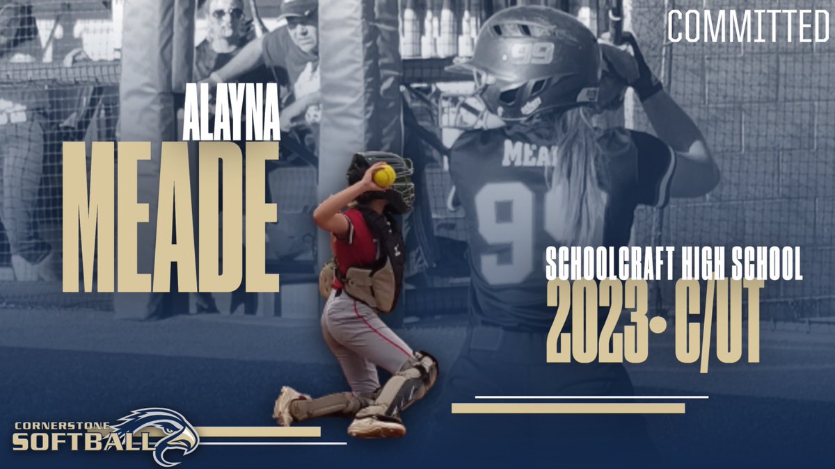 Cornerstone Softball (@cornerstone_sb) on Twitter photo We are very excited to announce Alayna Meade as the next addition to the 2023 class! She comes to us from Schoolcraft HS and @Turnin2B Can’t wait for you to get here Alayna! <a href="/AlaynaMeade/">Alayna Meade</a> <a href="/CUathletics/">Cornerstone Athletics</a> <a href="/T2Softball/">Turnin2Softball</a> #TogetherweSOAR We are very excited to announce Alayna Meade as the next addition to the 2023 class! She comes to us from Schoolcraft HS and @Turnin2B Can’t wait for you to get here Alayna! <a href="/AlaynaMeade/">Alayna Meade</a> <a href="/CUathletics/">Cornerstone Athletics</a> <a href="/T2Softball/">Turnin2Softball</a> #TogetherweSOAR