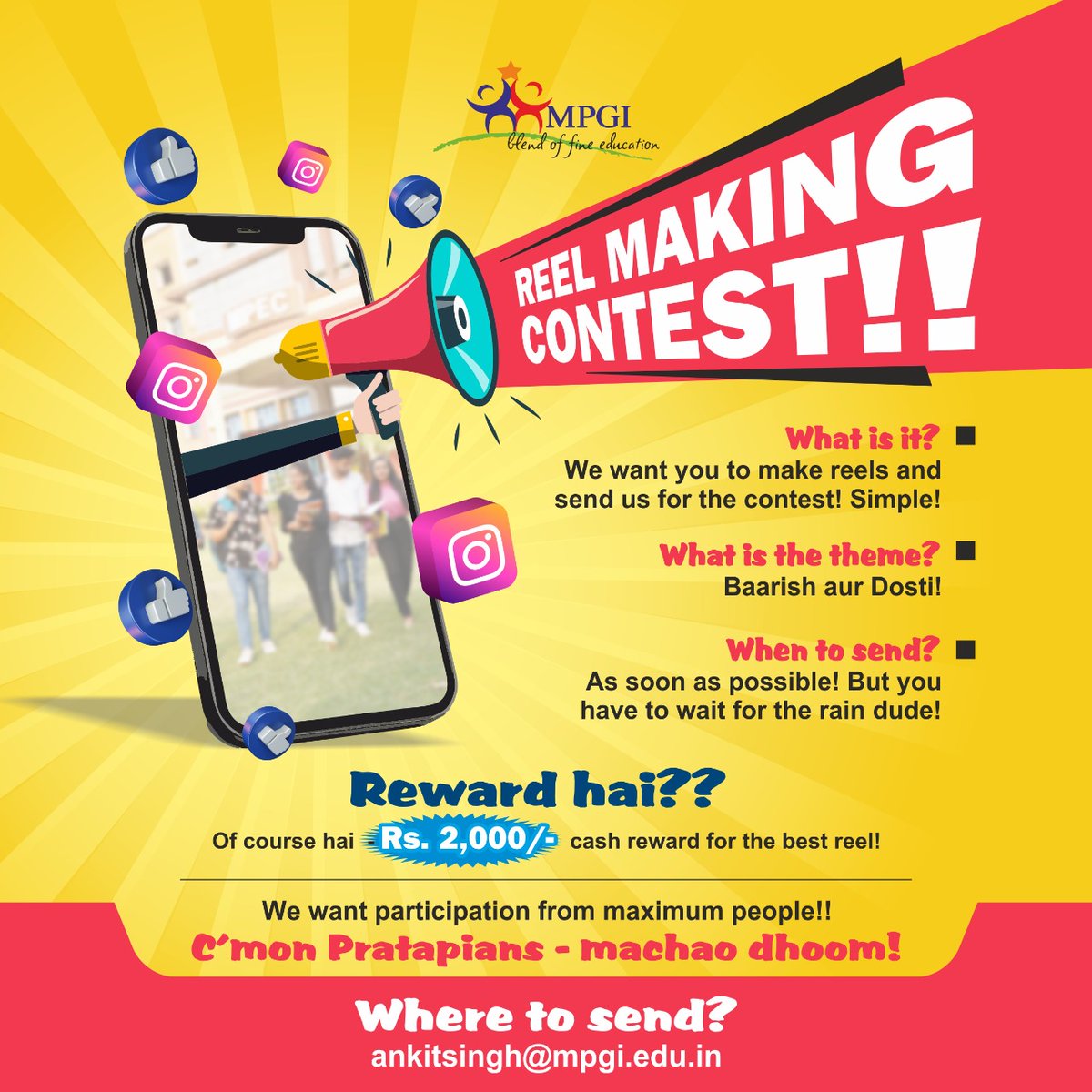 MpgiOfficial's tweet photo. Hey Pratapians, we are excited to see what you got!!!
#contestalertindia #reelsinstagram #cotest https://t.co/m6DGJYzZDK