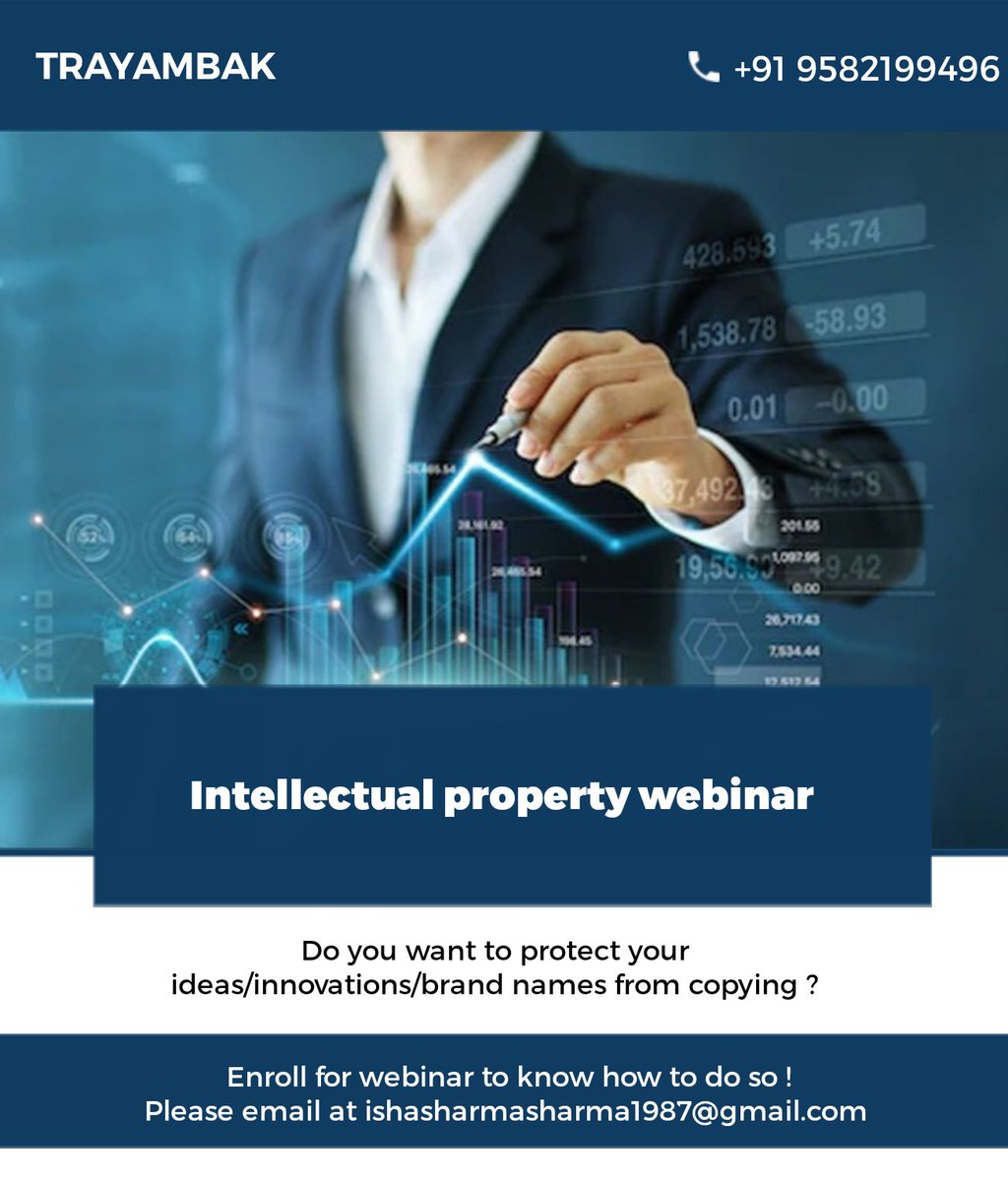Isha310388's tweet photo. I am conducting a free webinar on IPR for helping startups to decide ipr stratergies and build a strong ipr portfolios to increase visibility and valuation. 

Date: 13th August 2022 
Time: 1 to 3 pm 

Enroll by sending email to ishasharmasharma1987@gmail.com to receive the link. https://t.co/I4SJLlTuui