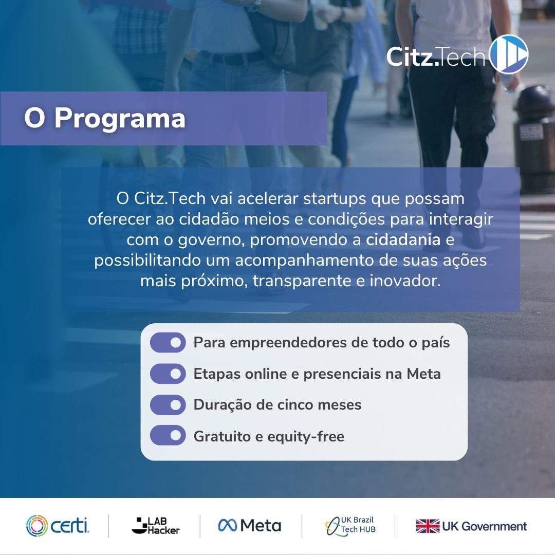 deamotta's tweet photo. Conheça o https://t.co/EfL70FBfaw - programa de aceleração promovido pela @Meta em parceria com a @FundacaoCERTI, o @LabHackerCD e o #UKBrazilTechHub @ukinbrazil.
#citztech #inovação #empreendedorismoinovador #empreendedorismocivico #govtechs #civictechs #UKBrazilTechHub https://t.co/131u80JuYA