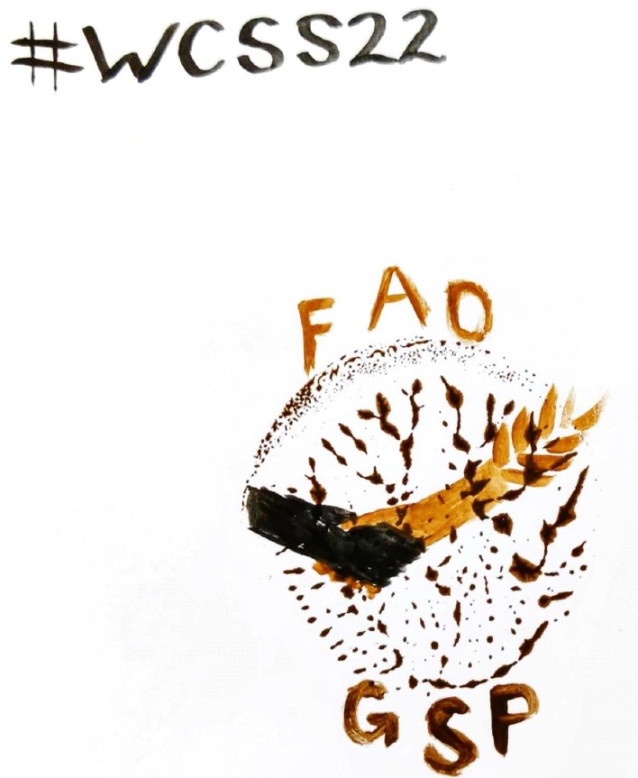 RonaldVargasJob's tweet photo. What a wonderful gift @pwrlambert 🙏

 @FAO's #GlobalSoilPartnership logo made by a combination of British topsoil, subsoil, water, honey and gum arabic🤎

Marvelous to see how #Art &amp; #Science come together in harmony to speak up for #SoilHealth. https://t.co/1TRpfQxJaz
