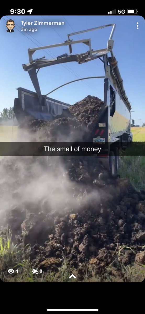 They say it’s the smell of money! Hauling manure to a few fields adding a bit of nutrients and biology to the soil.