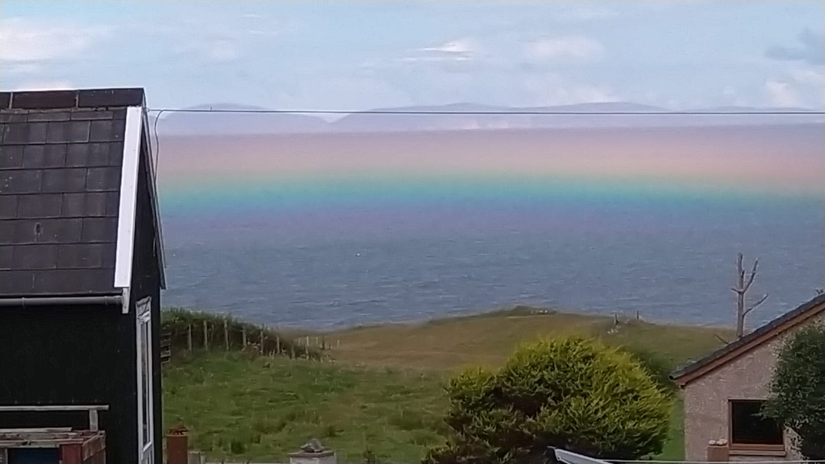 Never have  I seen a rainbow laying flat on the sea, until today  #Scotland #bbcscotland #weather