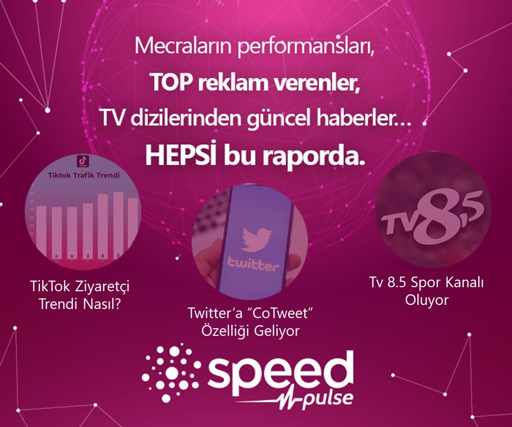 TikTok Ziyaretçi Trendi Nasıl?.. Twitter’a “CoTweet” Özelliği Geliyor!.. Tv 8.5 Spor Kanalı Oluyor!.. Hepsi ve Daha Fazlası Speed Pulse'da! bit.ly/3cZ2FZT