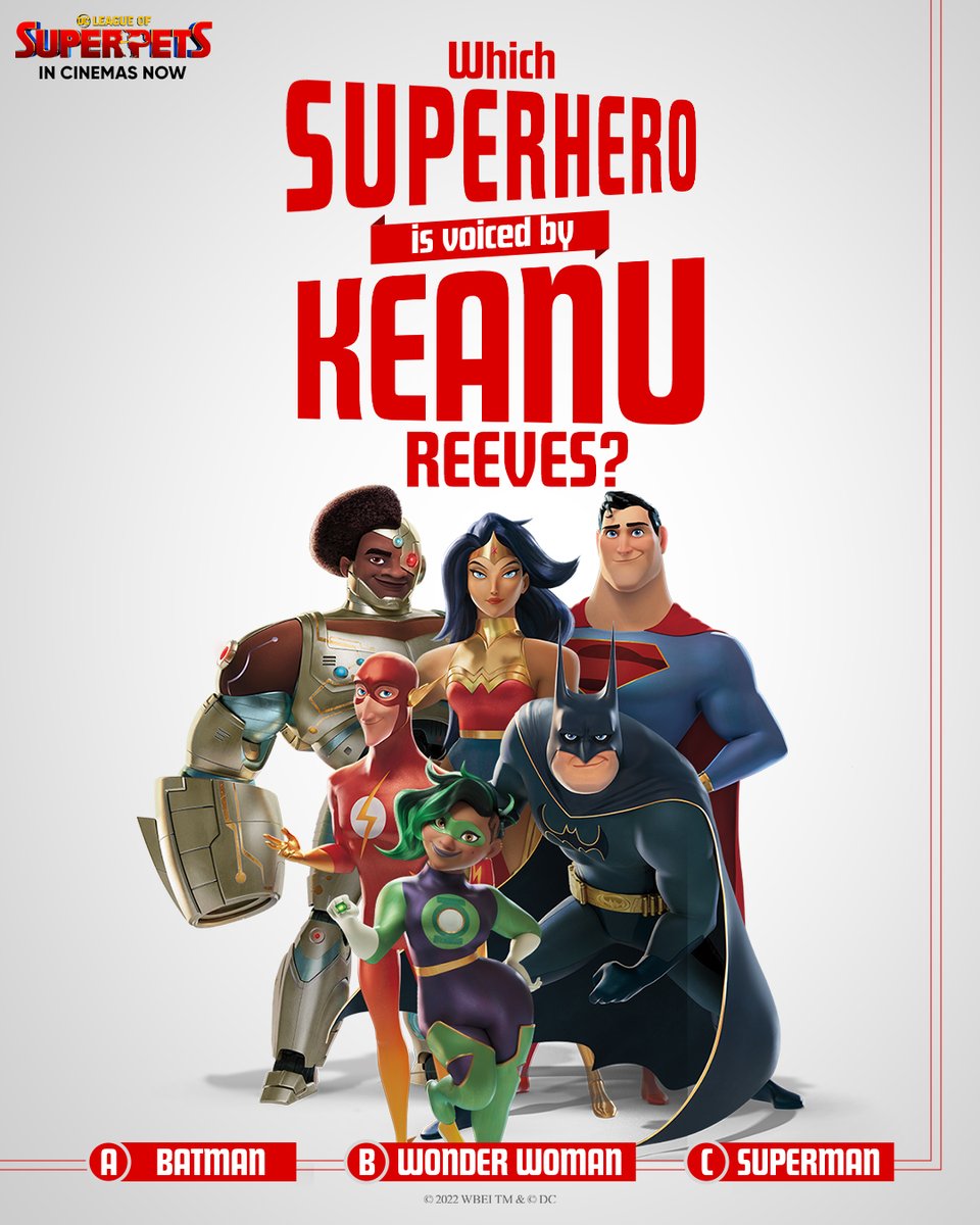 WarnerBrosIndia's tweet image. #Question1 of the #DCSuperPetsContestIndia

Keanu Reeves voice is indistinguishable! Do you know which character he has dubbed? 

Participate in the Contest and stand a chance to win exclusive #DCLeagueofSuperPets merchandise.

#DCSuperPets #ContestAlert