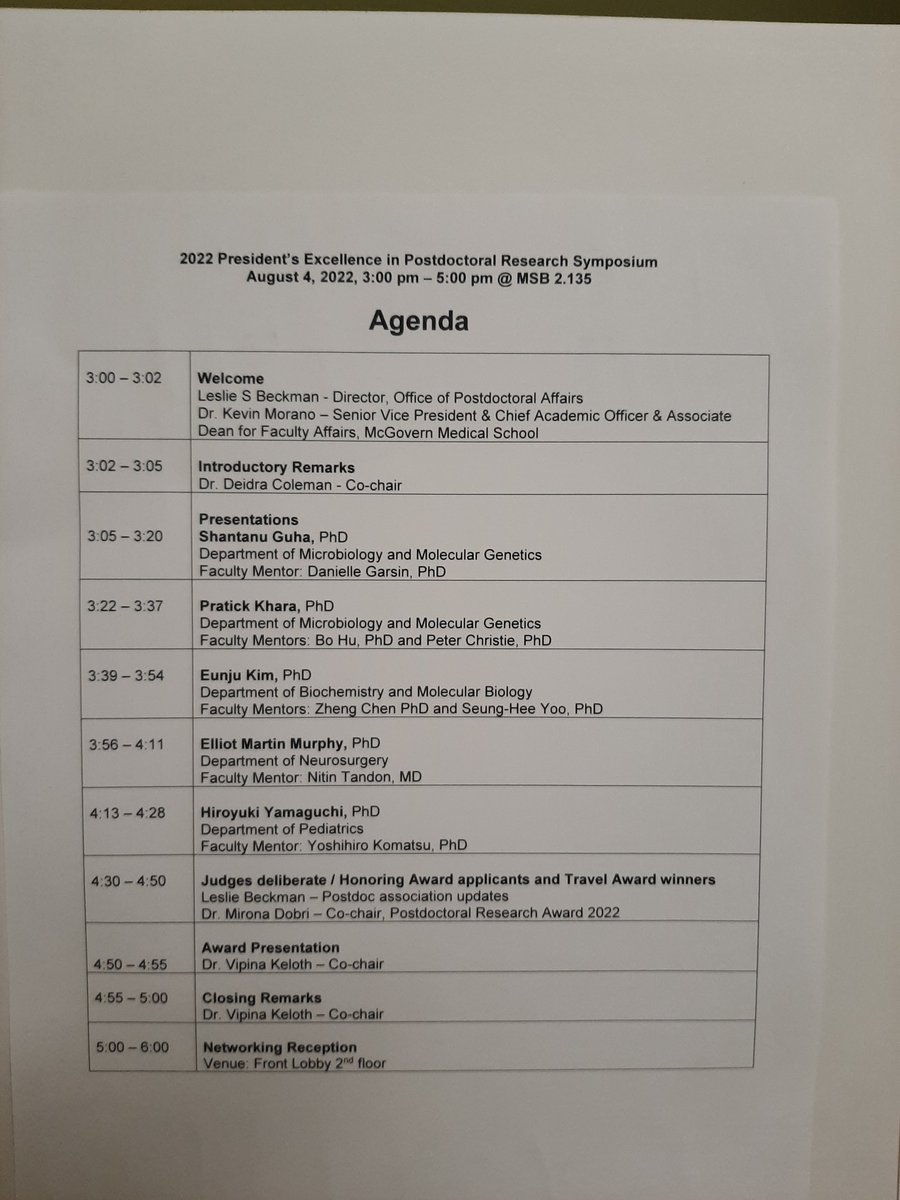 pdauthealth's tweet photo. #PostdocAwards22 are about to begin! Here's the agenda for this afternoon's proceedings. https://t.co/AIujHkgphR