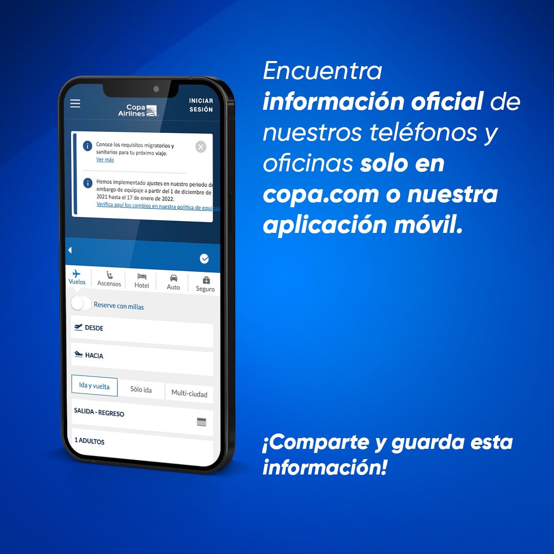 CopaAirlines's tweet photo. IMPORTANTE: Evita fraude vía mensajes o llamadas utilizando nuestros canales oficiales de comunicación: Centro de llamadas, oficinas de ventas, redes sociales, aeropuertos y Facebook Messenger.

Lee más aquí👇.

#CopaAirlines https://t.co/CtAJxc1Su1