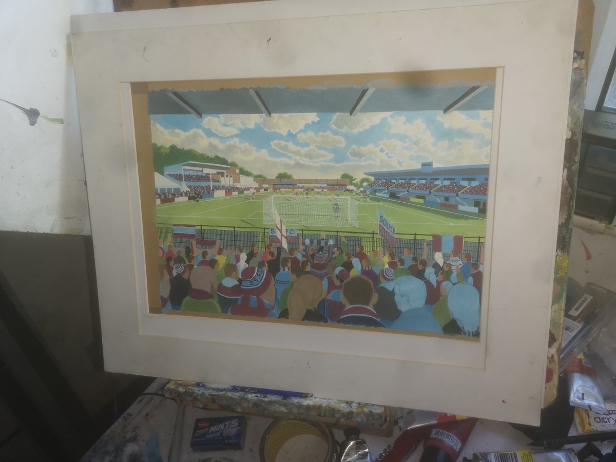 JKMartwork's tweet photo. Progress of my second original painting of #ssfc #southshieldsfc #marinerspark ,pleasure doing these paintings https://t.co/6AI2k5PXBP