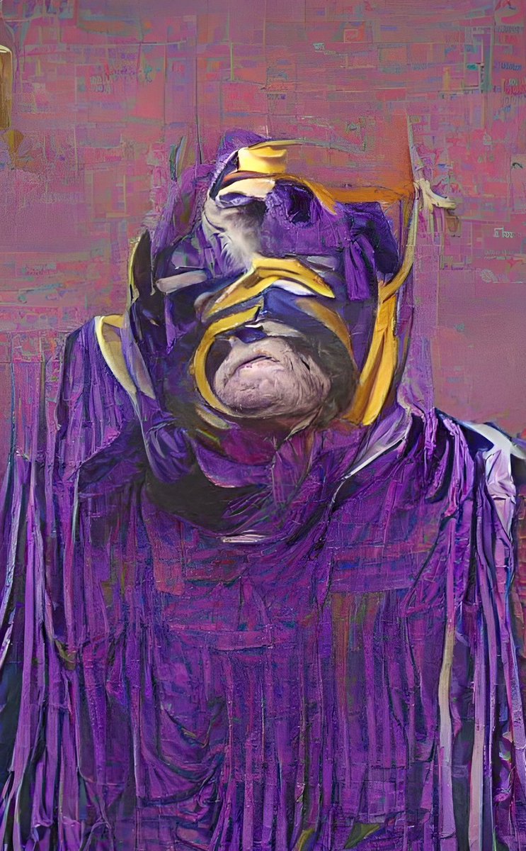 nevardart's tweet photo. Thanos in the style of Francis Bacon
#AI #airendered #aigeneratedart #AiArtwork #Thanos https://t.co/Iz1kHPyNRT