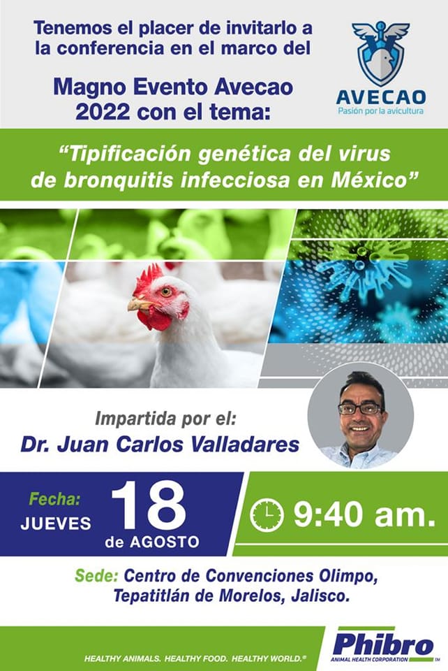 anecaac's tweet photo. Lo invitamos a la ponencia del Dr. Juan Carlos Valladares sobre "Tipificación genética del virus de bronquitis infecciosa en México", el jueves 18 de agosto a las 9:40 hrs., dentro del Magno Evento AVECAO 2022, en el Centro de Convenciones Olimpo, Tepatitlán, Jalisco.
#Avecao https://t.co/471qwKWuNS