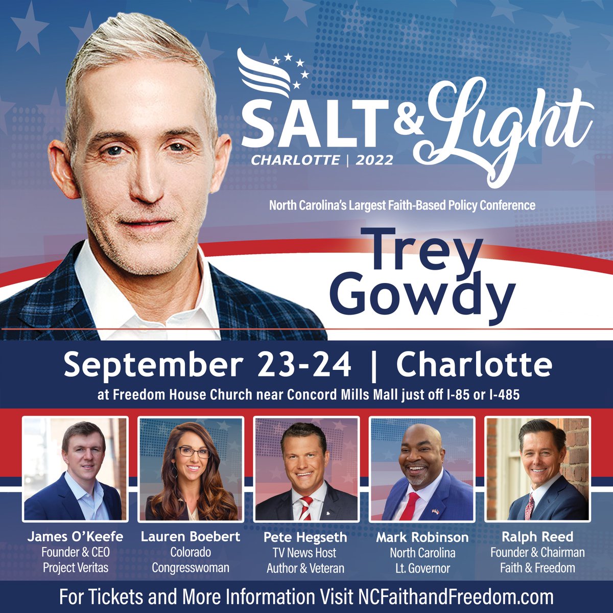 The Salt &amp; Light speaker lineup is looking great! We hope to see you at the Conference next month. Use our promo code of "ncconservative" to save $20 on tickets at http://ncfaithandfreedom #ncsaltandlight