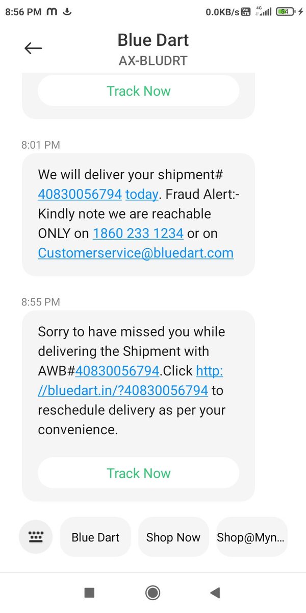 himlko78's tweet photo. @BlueDart__ There is not any response from your end after 24 hours. I don't get any call from your delivery boy to collect my card. Very disappointing. There are fake attampt of delivery. No one comes or give call for information,and return to depot by saying that unavailable. https://t.co/miy6xMcxZi