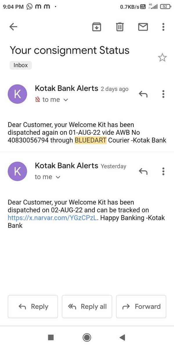 himlko78's tweet photo. @BlueDart__ There is not any response from your end after 24 hours. I don't get any call from your delivery boy to collect my card. Very disappointing. There are fake attampt of delivery. No one comes or give call for information,and return to depot by saying that unavailable. https://t.co/miy6xMcxZi