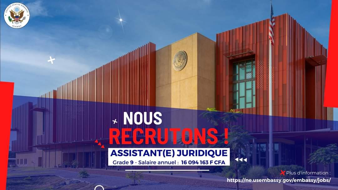 US ambassade cherche Assistant(e) Juridique

Vous maitrisez le système judiciaire / pénal nigérien + connaissance sur le terrorisme + 3 ans d'expérience au moins et parfaitement bilingue (anglais et français) ?

📅 31 Août 2022
 bit.ly/3zTUzei pic.x.com/tyeQ6wXnll